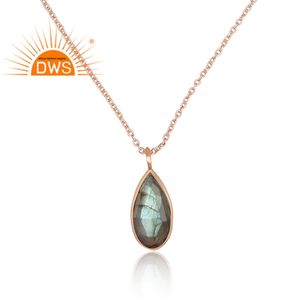 Collar con colgante de plata de ley, colgante de GEMA de labradorita, proveedor de joyería - Product Image 2