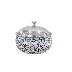 Casserole élégante forme unique autocollant fini Hotpot en acier inoxydable couvercle martelé pour la nourriture servant de la vaisselle de luxe - Product Image 1