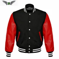 Top Quality Varsity Jacket Green Wool & Red Leather Sleeves varsity Jacket