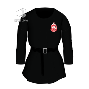 Delta Sigma Theta Camisa de lana sólida con cinturón Decoración bordada Casual Estilo largo Técnicas teñidas lisas - Product Image 1