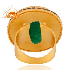 Green Aventurine Gemstone Ring Manufacturer Green Aventurine Gemstone Ring Jewelry Supplier <b>Gold</b> Plated Silver Jewelry - Product Image 3
