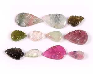 Pendentif en tourmaline rose sculpté à la main Design feuille fantaisie Cabochon naturel pierre précieuse pour la fabrication de bijoux pierres précieuses en vrac - Product Image 2