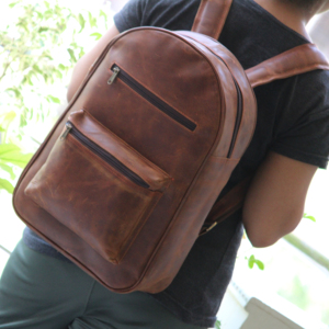 Mochila De Cuero hecha a mano Estilo Vintage Crunch, bolso de hombro, mochila de Universidad - Product Image 1