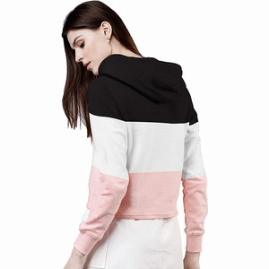 Sweat à capuche à manches longues pour femme, logo personnalisé, couleur noir, vêtements courts, cordon de serrage, - Product Image 3