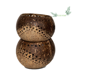 Vendedor superior Soporte de luz de té de cáscara de coco/candelabro de cáscara de coco con logotipo grabado láser diseño personalizado hecho en Eco2go - Product Image 6