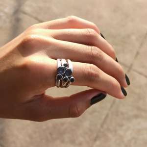 2023ล่าสุด925ดีไซเนอร์เงินสเตอร์ลิงเครื่องประดับควอตซ์หกอัญมณี iolite ธรรมชาติแหวนงานหมั้น - Product Image 5