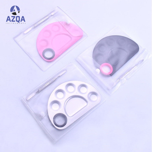 Palette de mélange de maquillage arrondie en acier inoxydable avec anneau, outil de mélange cosmétique pour les ongles et les doigts - Product Image 4