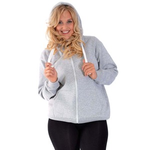 เสื้อฮู้ดผู้หญิงขนาดใหญ่พิเศษ,มีฮู้ดสีพื้นมีซิปรูด - Product Image 2