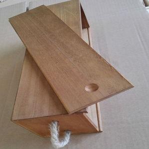 Caja de regalo de botella de madera de champán y whisky individual, caja de vino de madera de color cereza con tapa deslizante y cuerda para fiesta, boda - Product Image 2