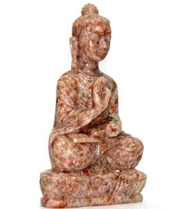 Statue de Bouddha méditant en pierre de soleil sculptée, figurine tibétaine en pierre précieuse, sculpture religieuse, bouddhisme, Inde, 3''-7'' - Product Image 4