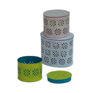 Boîte de rangement de bijoux de dames de forme arrondie colorée avec boîte à bijoux de conception de finition multicolore de qualité fraîche - Product Image 1