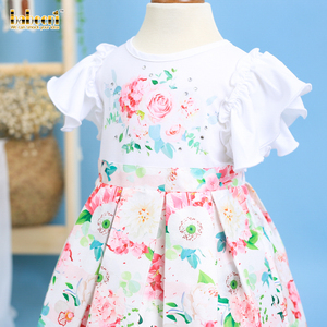 Precioso Vestido de Princesa Floral Vintage para Niña con Cuentas Brillantes, 100% Algodón Orgánico con Certificación OEKO-TEX, Ignífugo-DR3265 - Product Image 2