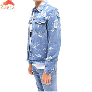 2025 vestes en jean bleu personnalisées pour hommes Design en détresse à la mode grande taille Style décontracté pour l'hiver - Product Image 4