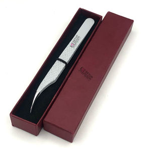 Acier inoxydable de revêtement en poudre gris clair de haute qualité avec pince à épiler pour extension de cils avec poignée en diamant Outils de beauté avec logo personnalisé - Product Image 1