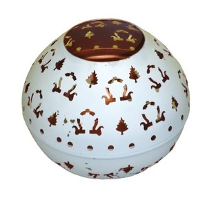 GRAY <b>TEALIGHT</b> HOLDER METAL ROUND VOTIVE T-LIGHT HOLDER ZINC NTIUE WITH HANGING WIRE VOTIVE CANDLE HOLDER - Product Image 3