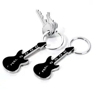 Promotion Key Chain Cheap Custom Metal Soft Enamel Color Mini Guitar Shaped Keyring Keychain