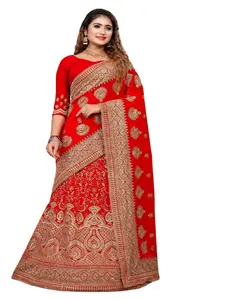 Última boda desgaste pesado bordado red sari con blusa pieza mujeres indias desgaste bajo precio al por mayor Surat