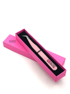 Pince à épiler d'extension de cils en acier inoxydable de haute qualité Revêtement en poudre d'instruments de beauté rose clair meilleur design russe - Product Image 4