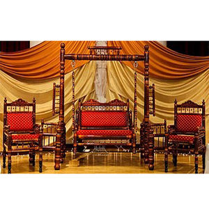 Columpio de madera de teca Sankheda para boda, conjunto de madera de teca pura para boda, con sillas de madera maciza - Product Image 1