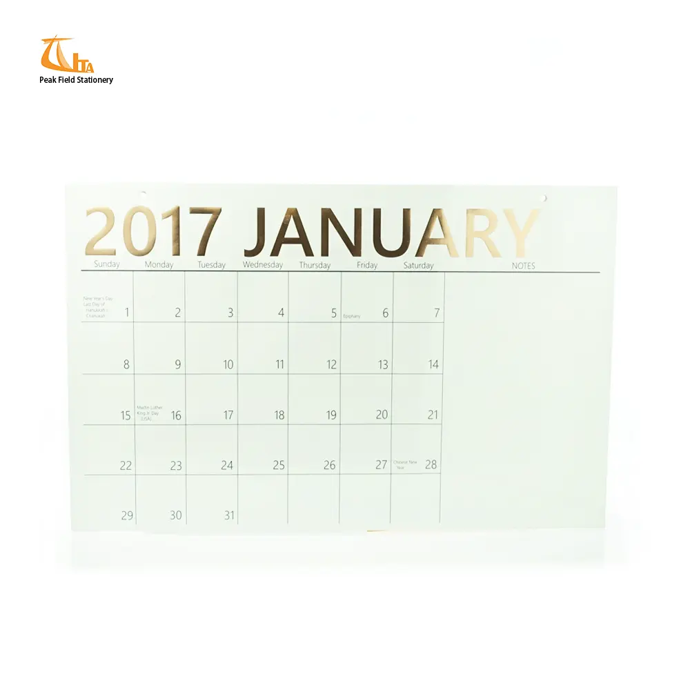 2017-2018 Stylish Rose Gold Foil Printed Desk Calendar