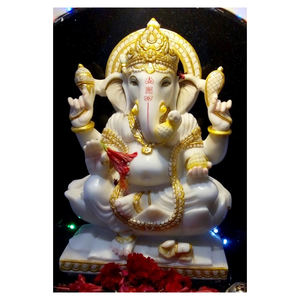 Sculpture décorative en marbre blanc, 15 cm, seigneur ganshi Ji, assis sur une chant, pour la décoration de la maison et le culte - Product Image 1