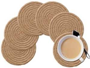 Handmade <b>Round</b> Vintage Design Jute <b>Tablemats</b> and Coasters for Tables by Casa Decor - Product Image 3