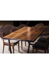 Bàn Ăn Bán Buôn Bữa Ăn Tối Walnut Bảng Bằng Gỗ Kim Loại Chân Sang Trọng Bàn Ăn Hiện Đại Tùy Chỉnh Giá Tốt Nhất - Product Image 3