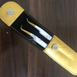 แหนบต่อขนตาสแตนเลสสีขาวทองทนทานเครื่องมือทดสอบความงามแบบใช้มือโลโก้ส่วนตัวสำหรับเพิ่มปริมาณ - Product Image 4