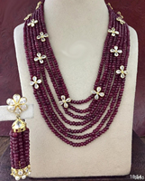 Collier élégant de style vintage en argent sterling avec grenat rose et perles blanches, bracelet fantaisie perlé pour enfants