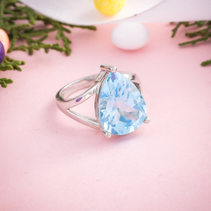 Bague tendance en topaze bleue naturelle, argent sterling 925, fabrication artisanale, prix de gros direct usine - Product Image 3