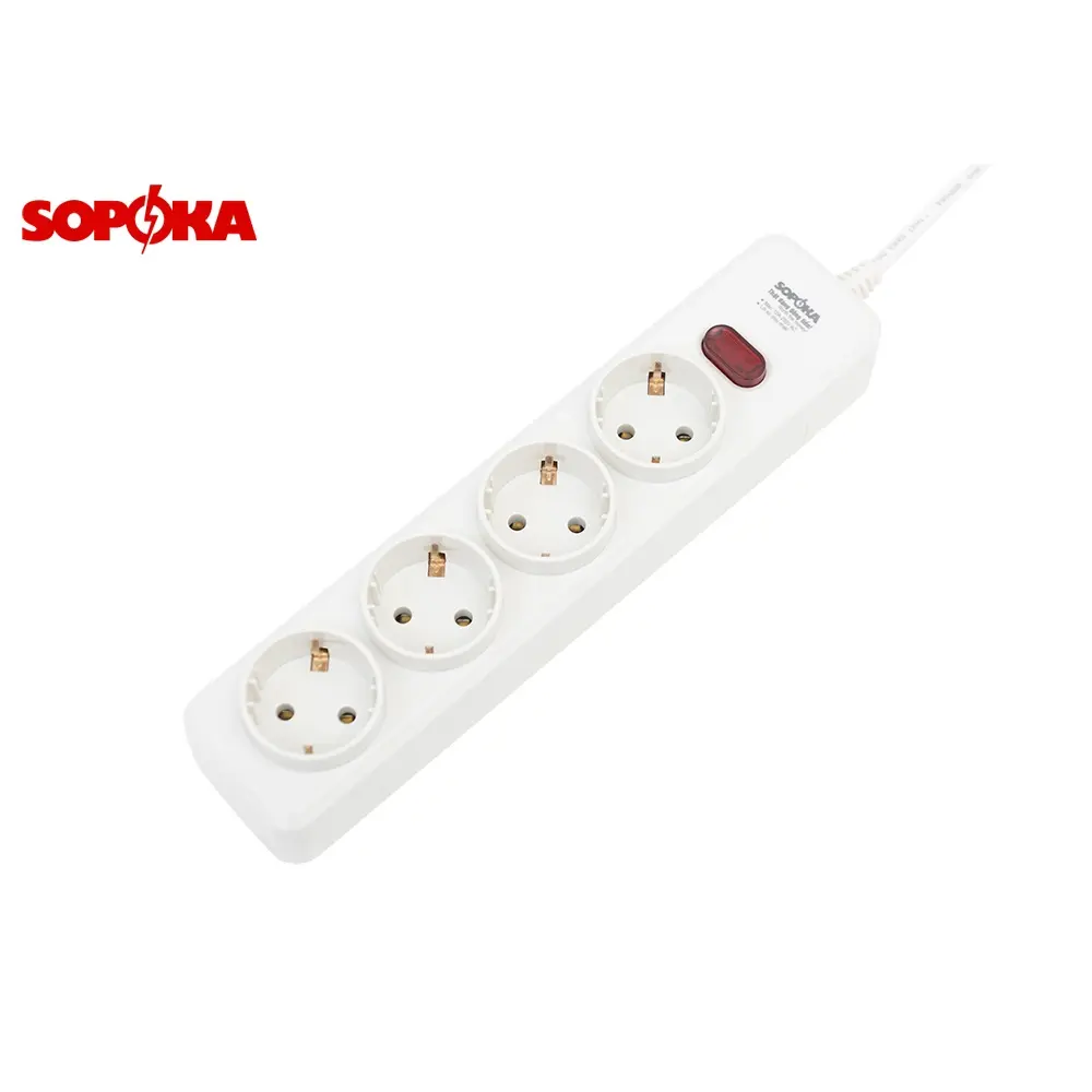 EU Plugs OEM Power Strip with Durable Switch and Socket CE Standard 3 Types Standard Sockets Electric Extension