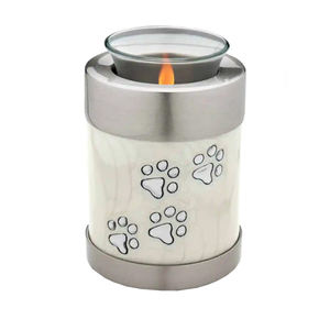Urna de cenizas de Mascota, recuerdo pequeño, cilindro esmaltado blanco, urna de cremación a precio bajo, suministros funerarios - Product Image 1