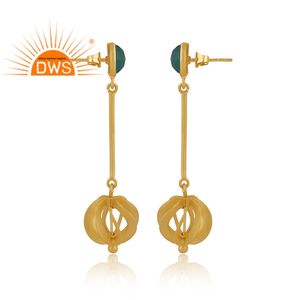 Último diseño hecho a mano, pendiente colgante de piedras preciosas de ónix verde Natural, joyería de moda para mujer, regalo para ella - Product Image 3