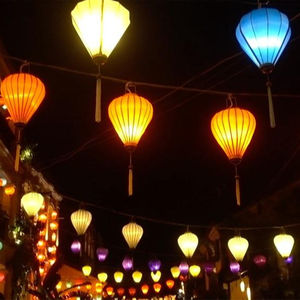 Bamboo Lantern <b>Silk</b>- Natural- Viet Nam - Product Image 1