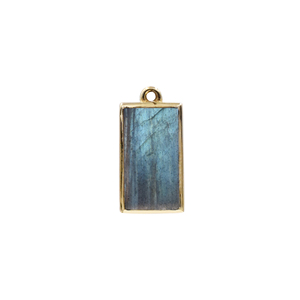 Labradorite — pendentif en plaqué or, monture en argent avec offrant un voile de 16 MM, de forme rectangulaire - Product Image 1