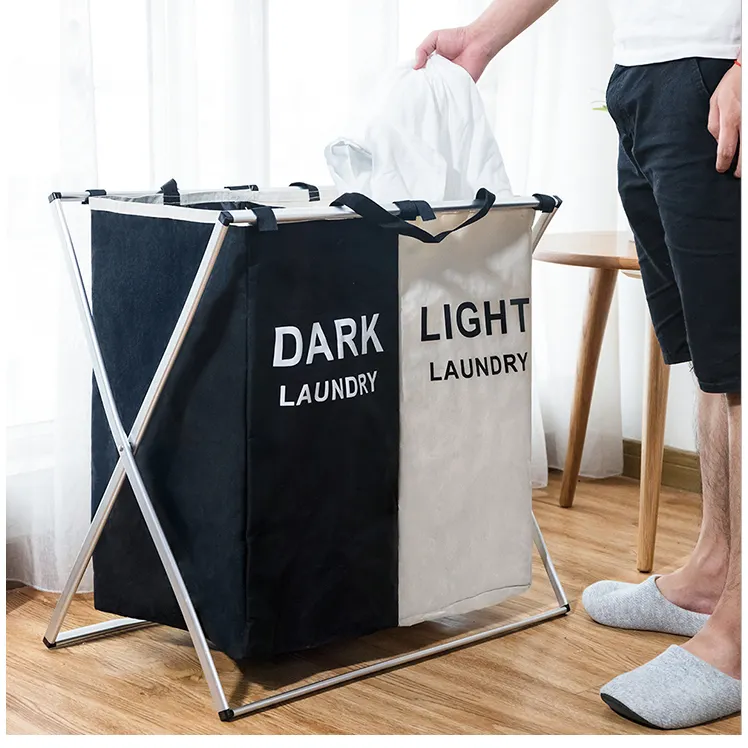 Black Oxford Fabric White Cheap Storage Large Dirty Movable Foldable Laundry Basket