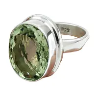 925 Sterling Silver Green Amethyst Ring for Women and Girls