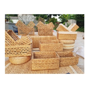 Panier de rangement en jacinthe d'eau naturelle tissée à la main panier de paille fait main du Vietnam 99GD - Product Image 1