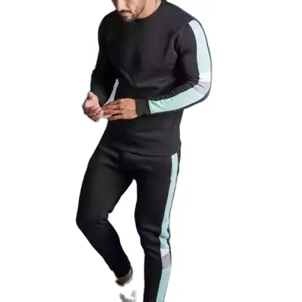 polyester sweat suit for men athletic running sweat suit for men silk screen printing logo suit for men