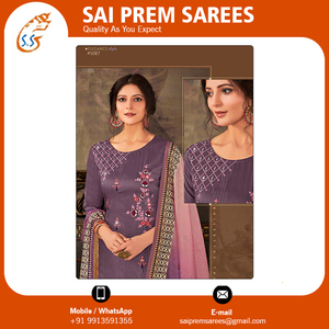 El mejor traje de nuevo diseño de ropa regular con borde Jari de seda Chanderi con Dupatta de encaje elegante a un precio asequible - Product Image 3