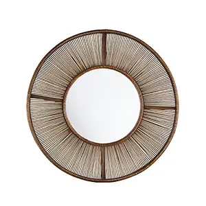 El işi Rattan ayna için duvar ve ev dekorasyon sıcak eğilim doğal vietnam'da yapılan Art Deco aynalar Oval karton