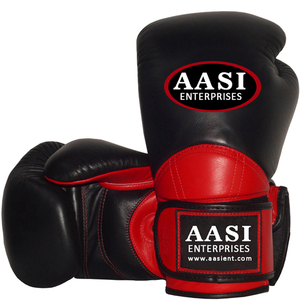 Gants de boxe en cuir rouge et noir, gants du Pakistan - Product Image 1