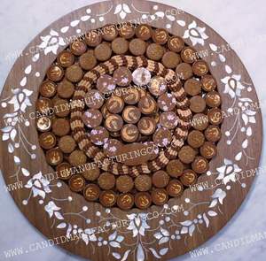 Plateau d'incrustation en bois et nacre de chocolat, pour cadeaux Eid Ramadan, résine, vente en gros en usine directe - Product Image 1
