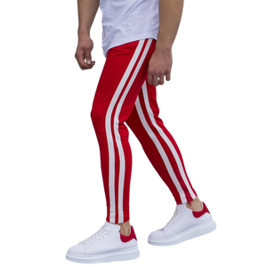 กางเกงสเวตแพนท์ผู้ชายผ้าฝ้าย 100% ลายทางคู่ สีแดง ทรงปกติ น้ำหนักเบา สไตล์ใหม่ คุณภาพดี ราคาสุดคุ้ม ขายส่ง - Product Image 5