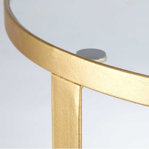 Mesa auxiliar de metal de diseño moderno, mesa auxiliar de cristal para sala de estar y comedor, decoración de cama de Axiom Home Accents - Product Image 2