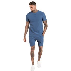 Ensemble 2 pièces en jersey 100% coton de haute qualité vêtements décontractés quotidiens bloc de couleur ensemble t-shirts et shorts streetwear surdimensionnés pour hommes - Product Image 2