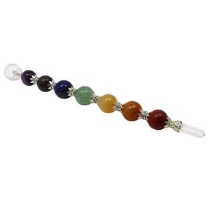 Baguette de 7 Chakra en pierre Multi naturelle avec boule de 7 chakra de haute qualité Reiki guérison cristal thérapie énergie pierre précieuse crayon