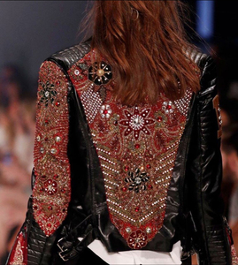 Chaqueta de Cuero Negra de Diseño Único, Estilo Étnico Banjara, con Bordado y Forro de Algodón para Mujer, Informal - Product Image 2