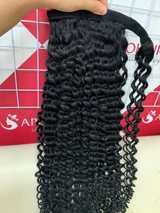 Queues de Poney en Cheveux Humains à Boucles Naturelles de 30 Pouces, Extensions de Cheveux Naturels avec Cordon de Serrage - Product Image 4