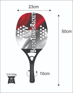 Raquettes de beach tennis et de padel sur mesure avec filet en fibre de carbone, face de 20 mm, poids de 310-330 g, logos et combinaisons de couleurs - Product Image 2